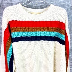 Terra & Sky Rainbow Stripe Tunic Sweater 1X